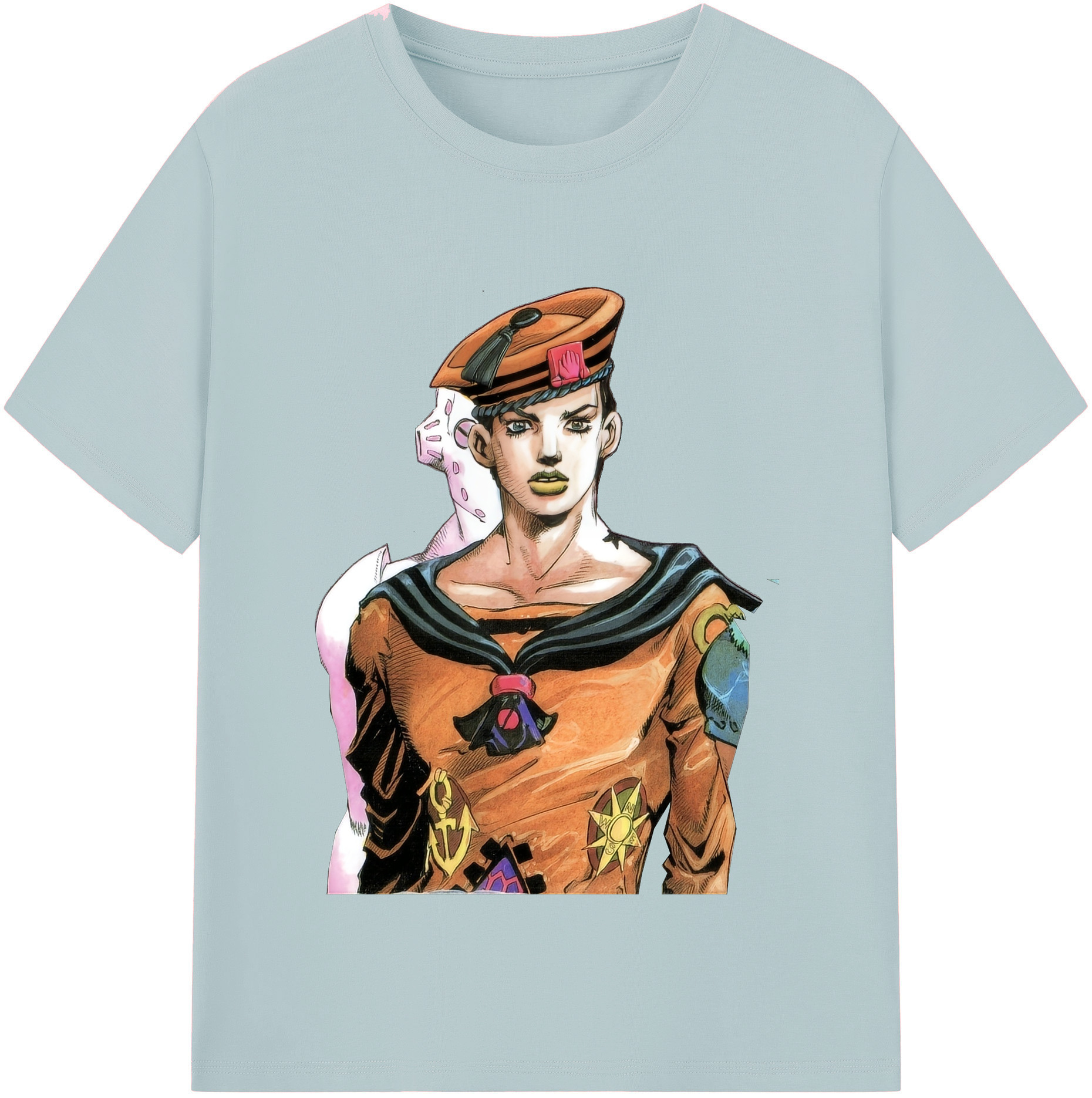 （画像用） ジョジョの奇妙な冒険 東方定助 JoJo's Bizarre Adventure Higashikata Josuke 綿100％半袖Tシャツ（フロントプリント）
